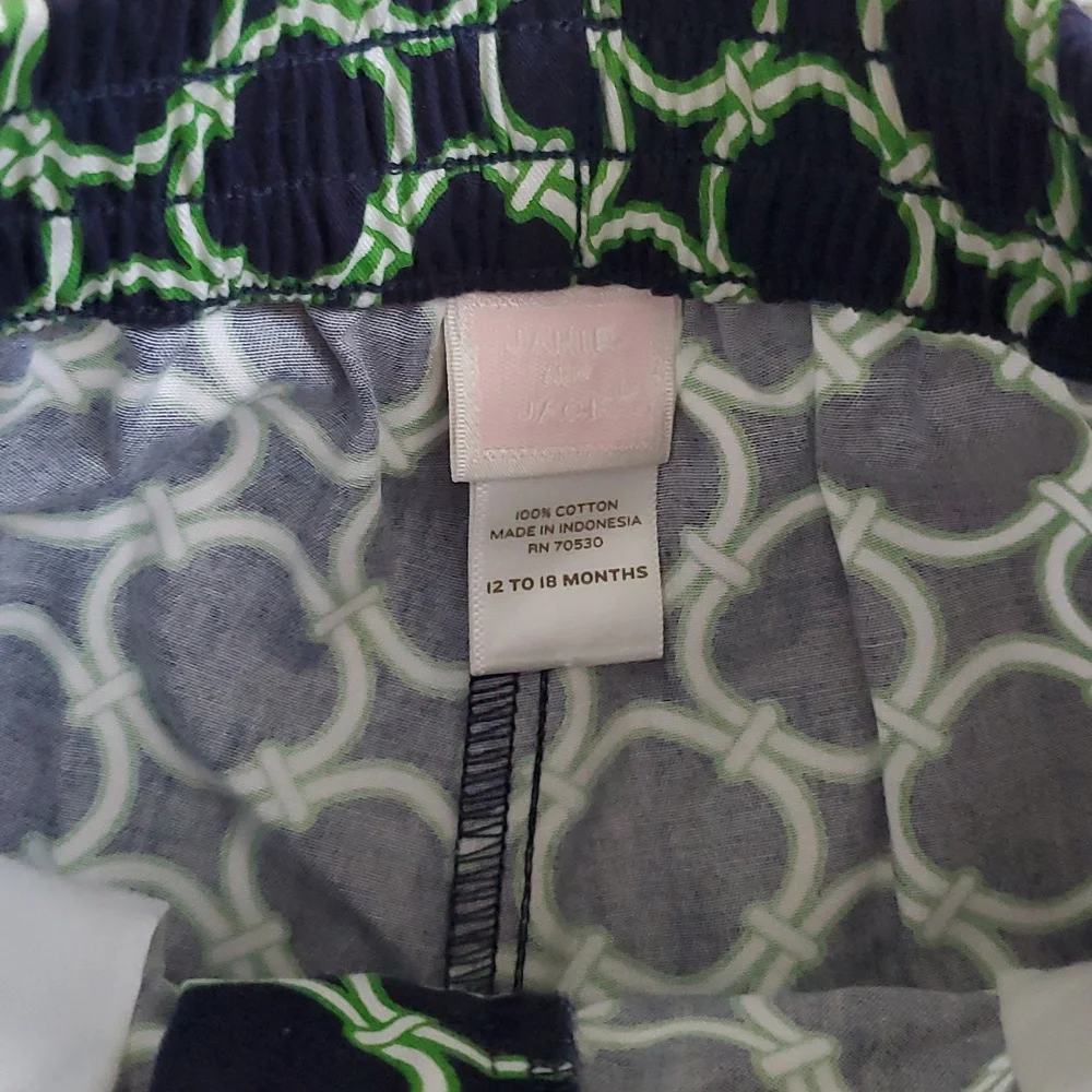 Janie and Jack Baby Girls 2 Piece Sailboat Green Blue Bow Outfit Sz12-18m
